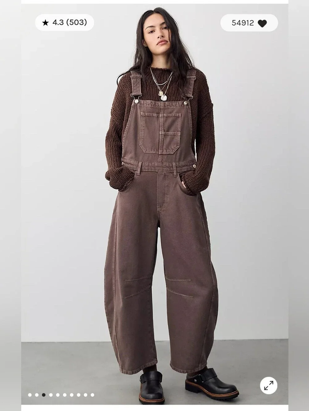 NWOT We The Free Good Luck Barrel Overalls Chocolate Mousse MED SHORT